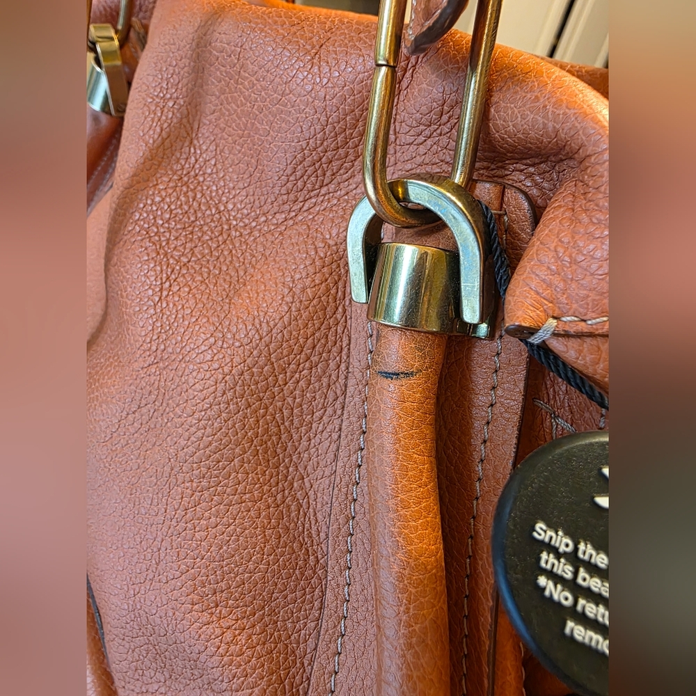 🧡 Authenticated Chloé Paraty Medium Satchel Bag in Orange Leather Suntan - Picture 11 of 16